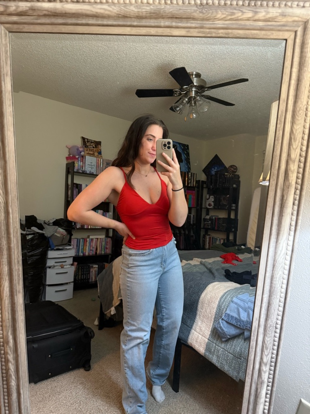 SHEIN Red V-Neck Camisole Tank Top